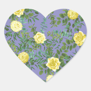Sticker Cœur Rose jaune et Mariage de fenêtre violet