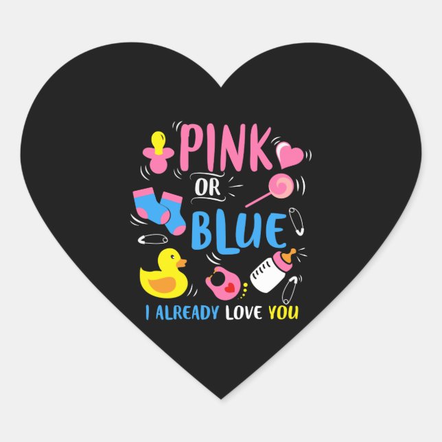 Sticker Cœur rose ou bleu Je vous aime déjà (Devant)
