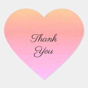 Sticker Cœur Rose Pâle Violet Ombre Élégant Merci Personnalisé
