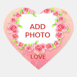 Sticker Cœur Rose Roses Valentine Ajouter Votre Photo
