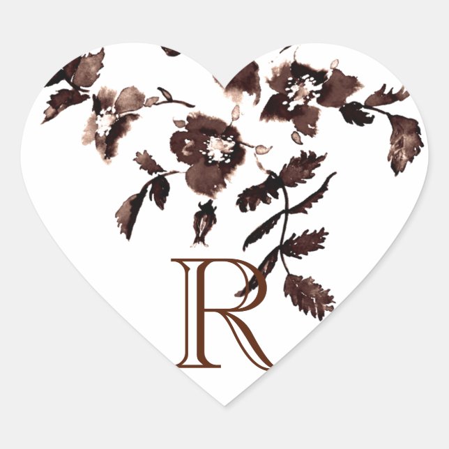 Sticker Cœur Rose rustique vintage (Devant)