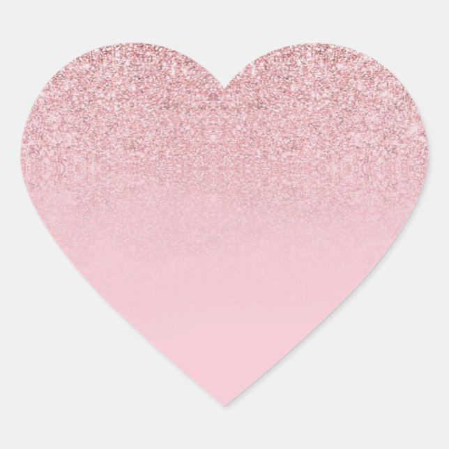 Sticker Cœur Rose tendance Parties scintillant or Blank Modèle  (Devant)