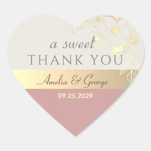 Sticker Cœur Rose Un Merci Doux Faveur de mariage