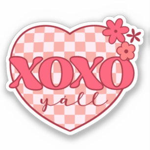Sticker Coeur rose Xoxo Hugs et baisers
