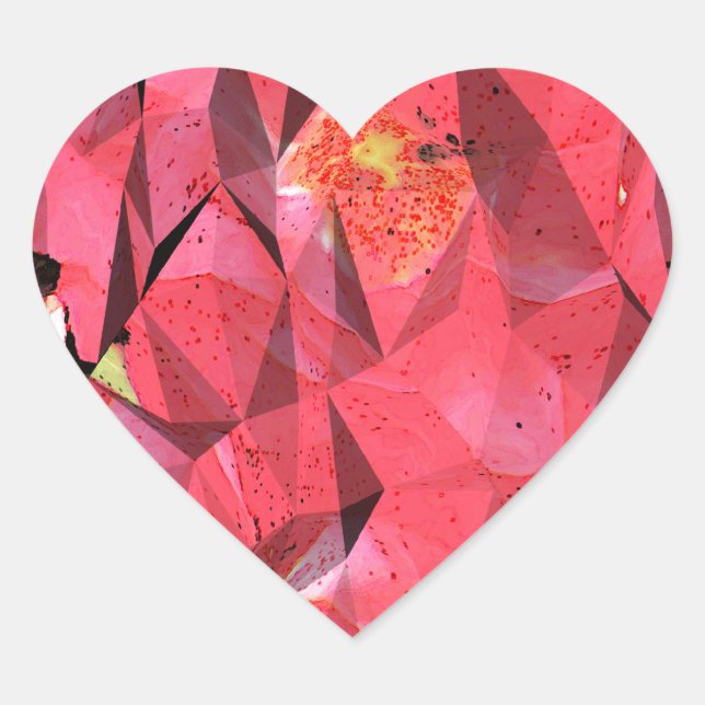 Sticker Cœur Roses Abstraits cubes (Devant)
