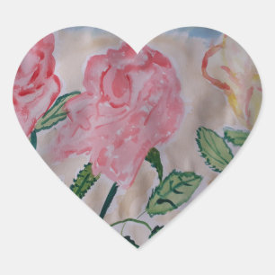 Sticker Cœur Roses d'été Abstraits