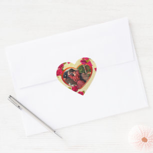 Sticker Cœur Roses et cadre cardiaque Ajouter votre photo