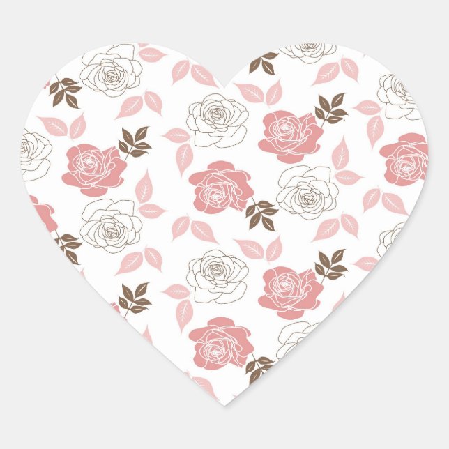 Sticker Cœur Roses roses (Devant)