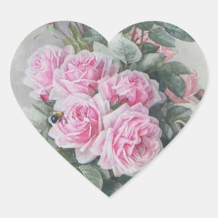 Sticker Cœur Roses roses victoriennes vintages