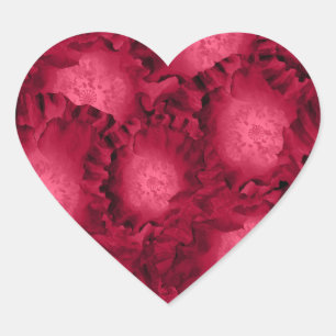 Sticker Cœur Roses rouges Abstraites fleurs de pavot floral rom