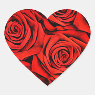 Sticker Cœur Roses Rouges Pétales Florales Fleur Plante