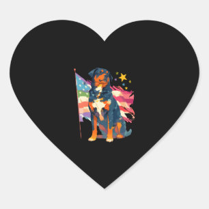 Sticker Cœur Rottweiler patriotique avec Art Drapeau des Etats-