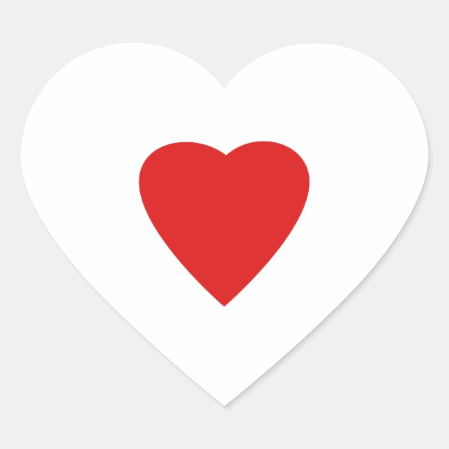 Sticker Cœur Rouge et Blanc Love Heart Design. (Devant)