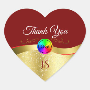 Sticker Cœur Rouge foncé Wavy Gold avec logo Monogramme Merci