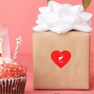 Sticker Cœur Rouge moderne Blanc Noël Cerf