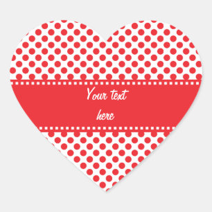 Sticker Cœur Rouge sur point Polka blanc