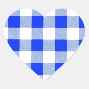 Sticker Cœur Royal Blue En vichy Art Design Motif classique