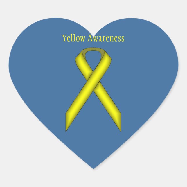 Sticker Cœur Ruban standard jaune par Kenneth Yoncich (Devant)