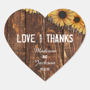 Sticker Cœur Rustic Wood & Burlap Mariage Love & Thanks Favoris