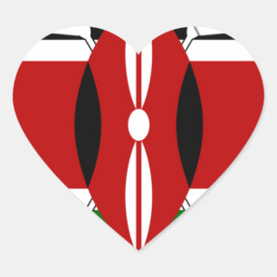Sticker Cœur Safari Drapeau Kenyan Conception : Liste de seaux