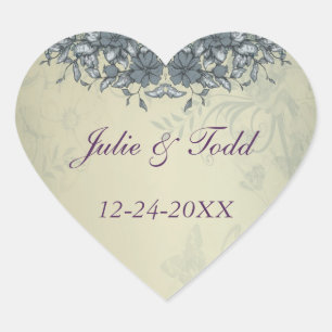 Sticker Cœur Sage Green Vintage mariage dentelle Enregistrer la