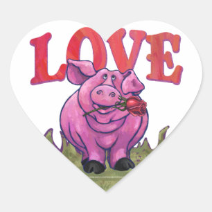 Sticker Cœur Saint Valentin au cochon