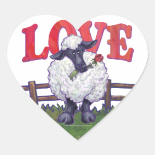 Sticker Cœur Saint Valentin au mouton
