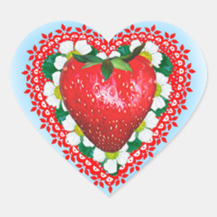 STICKER CŒUR SAINT-VALENTIN D'AMOUREUX DE FRAISE