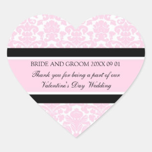Sticker Cœur Saint Valentin Favor Tags rose Damask