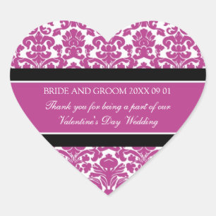 Sticker Cœur Saint Valentin Favor Tags rose Damask
