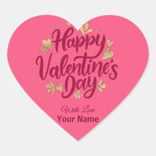 Sticker Cœur Saint-Valentin romantique Cœur bordeaux et or