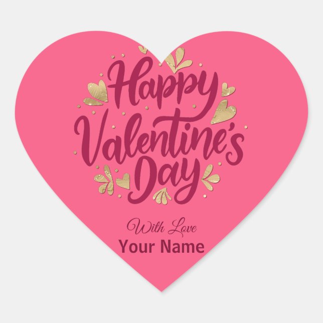 Sticker Cœur Saint-Valentin romantique | Coeur Bourgogne et Or (Devant)