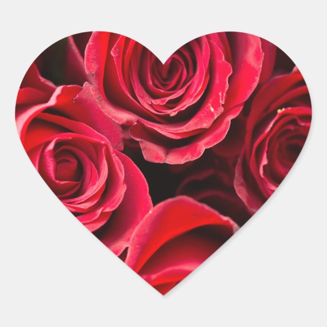 Sticker Cœur Saint Valentin Roses rouges (Devant)