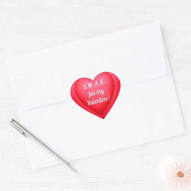 Sticker Cœur Saint Valentin SWAK Red Heart Personnalisé (Enveloppe)