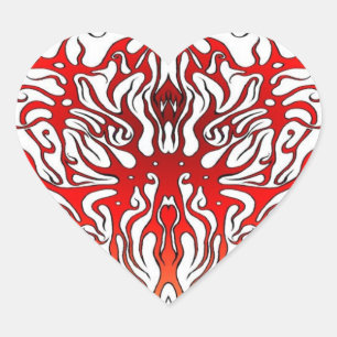 Sticker Cœur Saint-Valentin Tatouage Tribal des Coeurs rouges