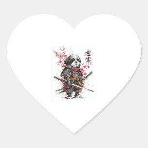 Sticker Cœur Samurai Shih Tzu � chien guerrier épique