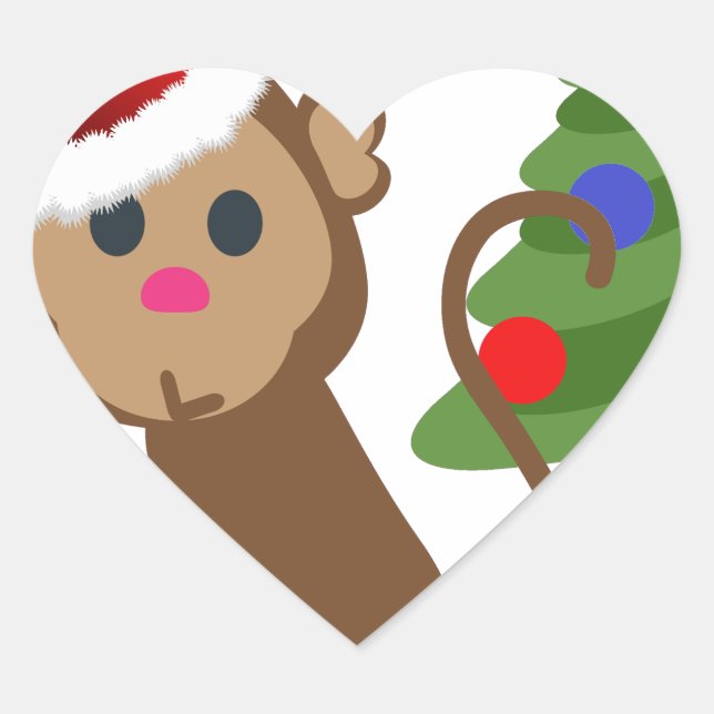 Sticker Cœur santa claus monkey emoji (Devant)