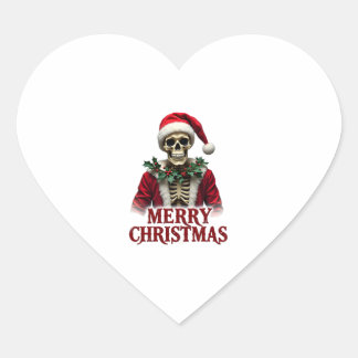 Sticker Cœur Santa Claus Skeleton Outfit Skull Funny Christmas 