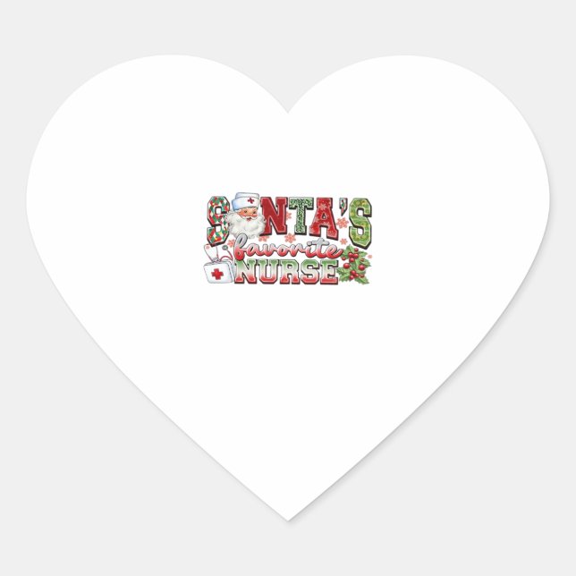 Sticker Cœur Santa's Favorite Nurse, Merry Nurse, Nurse Christm (Devant)