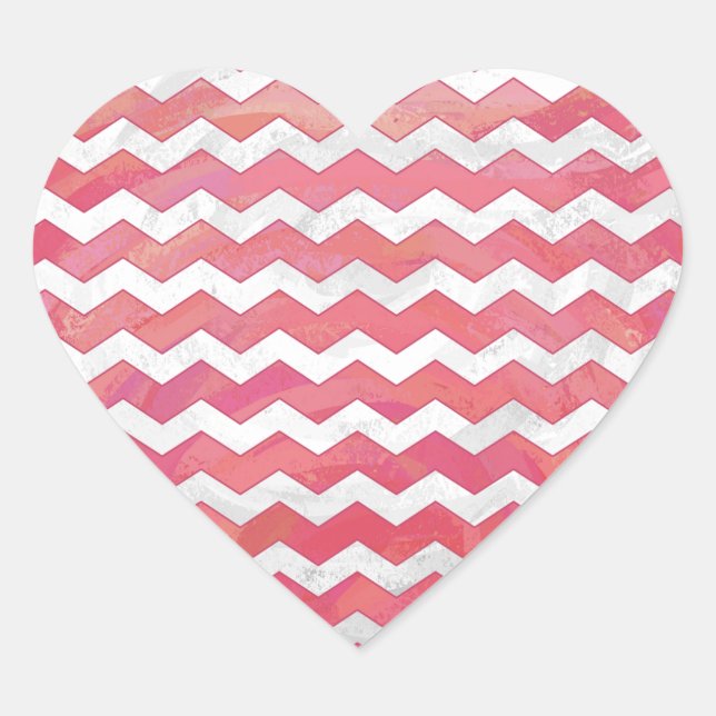 Sticker Cœur Saumon Swirl Chevron Motif (Devant)