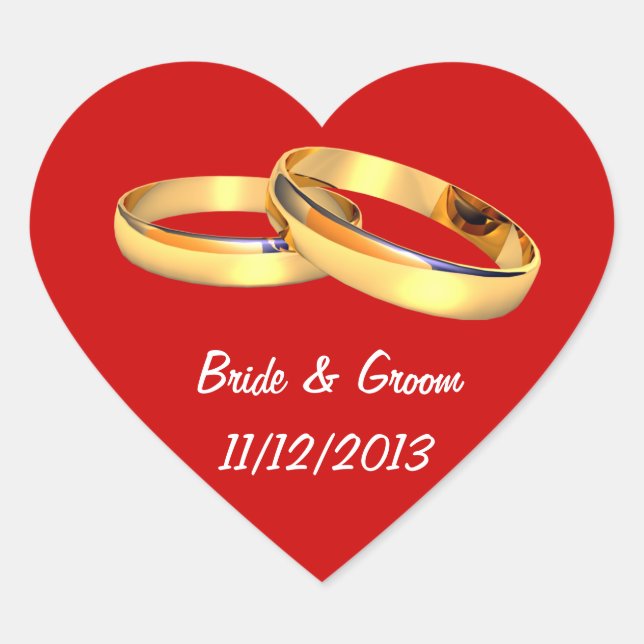 Sticker Cœur Sauvez la date mariage doré sonne coeur (Devant)
