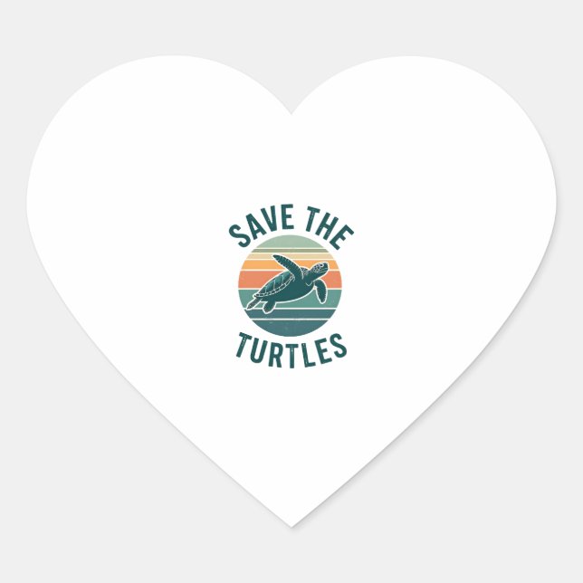 Sticker Cœur Save The Turtles Animal Turtle Pet Lover (2) (Devant)