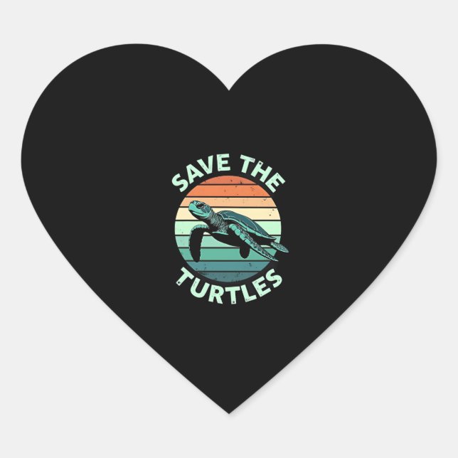 Sticker Cœur Save The Turtles Animal Turtle Pet Lover (4) (Devant)
