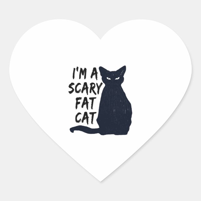 Sticker Cœur Scary Halloween Black Cat Design graphic (Devant)
