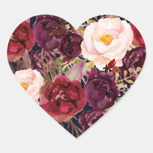 Sticker Cœur Sceau de coeur Mariage de automne de la marine de 