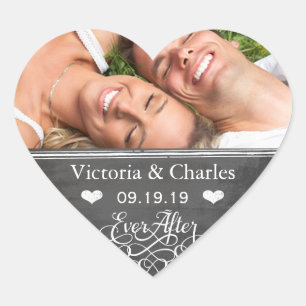 Sticker Cœur Sceau de mariage à la craie Ever After pour annonc