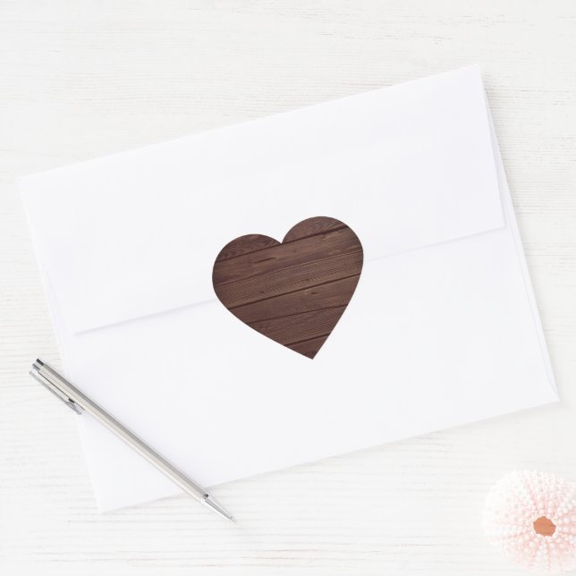 Sticker Cœur Sceau d'enveloppe rustique en bois (Enveloppe)