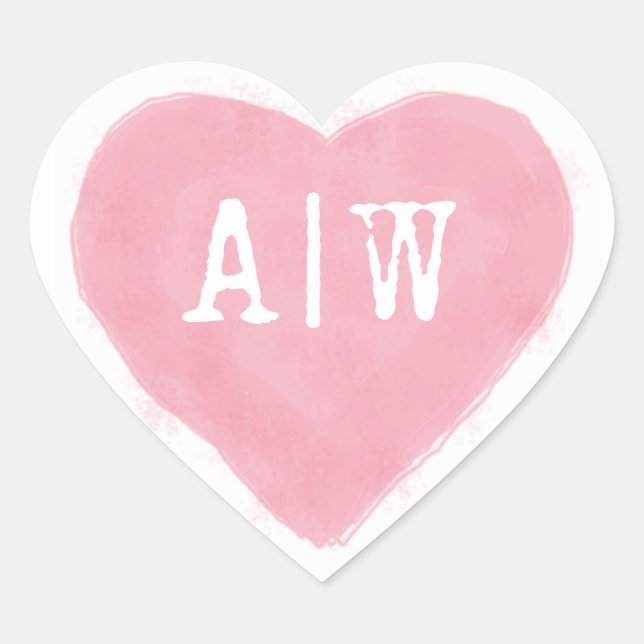 Sticker Cœur Sceau Mariage d'enveloppe rose blanc de coeur (Devant)
