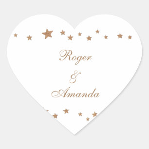 Sticker Cœur Sceau Mariage personnalisé aux frontières Gold Sta