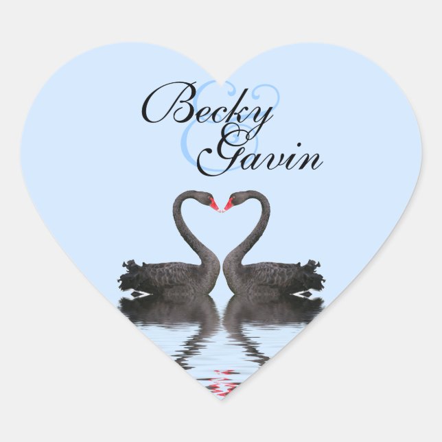 Sticker Coeur Sceau Swans romantiques (Devant)
